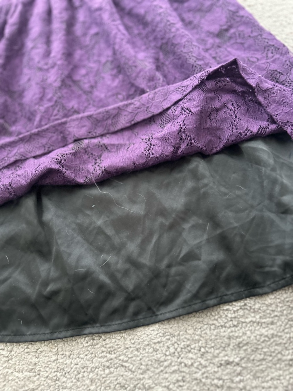 Kensie Plum Purple Lace Fit & Flare Mini Dress V-Neck Cap Sleeve Lined Size M - Picture 8 of 13